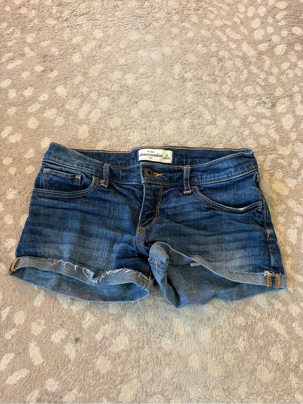 abercrombie kids Denim Cutoff Shorts in Blue
